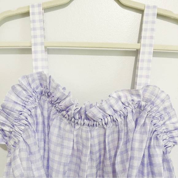 On 34th Women's Shirred Tonal-Stripe Gingham Print Camisole Top Purple Tank XL - Picture 7 of 14